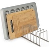 image:imageSpectrum Euro Kitchen Organizer Metal Dish Rack Cutting Board Holder Stand for Countertop or Inside Cabinet Organization 8 Slot Cutting Board Plate Drying Rack for Bakeware Storage GoldGold