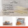 image:imageSpectrum Euro Kitchen Organizer Metal Dish Rack Cutting Board Holder Stand for Countertop or Inside Cabinet Organization 8 Slot Cutting Board Plate Drying Rack for Bakeware Storage GoldGold