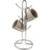 image:imageSpectrum Euro Modern Mug Stand for Coffee Cups Mugs Espresso Teacups Kitchen Organizer Standing Cup Tree for 6 Mugs Sturdy Steel Base with Six Hook Arms Support Most Sizes BlackChrome