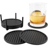 image:imageSpectrum Finley Black Coaster Set of 6 with Coaster Holder for Wooden Kitchen Dining Table Elegant Bar Drink Coasters Storage for Home Countertop Protection with Easy Release Bubble Texture Black