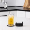 image:imageSpectrum Finley Black Coaster Set of 6 with Coaster Holder for Wooden Kitchen Dining Table Elegant Bar Drink Coasters Storage for Home Countertop Protection with Easy Release Bubble Texture Black