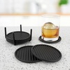 image:imageSpectrum Finley Black Coaster Set of 6 with Coaster Holder for Wooden Kitchen Dining Table Elegant Bar Drink Coasters Storage for Home Countertop Protection with Easy Release Bubble Texture Black