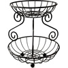 image:imageSpectrum Scroll 2 Tier Fruit Basket Stand Decorative Stacked Fruit Tower for Produce Bread Snacks Vegetables Sturdy Steel Tiered Fruit Basket Server for Kitchen Counter Dining Table Black