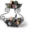 image:imageSpectrum Scroll 2 Tier Fruit Basket Stand Decorative Stacked Fruit Tower for Produce Bread Snacks Vegetables Sturdy Steel Tiered Fruit Basket Server for Kitchen Counter Dining Table Black