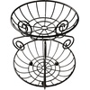 image:imageSpectrum Scroll 2 Tier Fruit Basket Stand Decorative Stacked Fruit Tower for Produce Bread Snacks Vegetables Sturdy Steel Tiered Fruit Basket Server for Kitchen Counter Dining Table Black