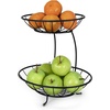 image:imageSpectrum Yumi Mini 2 Tier Fruit Basket Server for Kitchen Counter Storage Fruit Vegetable Organizer Modern Decor Tiered Small Fruit Bowl Stacked Basket Keep Produce Elevated for Even Ripening BlackSatin Nickel