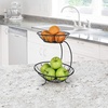 image:imageSpectrum Yumi Mini 2 Tier Fruit Basket Server for Kitchen Counter Storage Fruit Vegetable Organizer Modern Decor Tiered Small Fruit Bowl Stacked Basket Keep Produce Elevated for Even Ripening BlackSatin Nickel