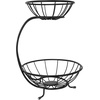 image:imageSpectrum Yumi Mini 2 Tier Fruit Basket Server for Kitchen Counter Storage Fruit Vegetable Organizer Modern Decor Tiered Small Fruit Bowl Stacked Basket Keep Produce Elevated for Even Ripening BlackSatin Nickel