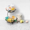 image:imageSpectrum Yumi Mini 2 Tier Fruit Basket Server for Kitchen Counter Storage Fruit Vegetable Organizer Modern Decor Tiered Small Fruit Bowl Stacked Basket Keep Produce Elevated for Even Ripening BlackSatin Nickel