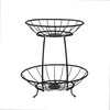 image:imageSpectrum Yumi Mini 2 Tier Fruit Basket Server for Kitchen Counter Storage Fruit Vegetable Organizer Modern Decor Tiered Small Fruit Bowl Stacked Basket Keep Produce Elevated for Even Ripening BlackSatin Nickel