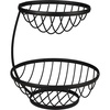 image:imageSpectrum Ashley Black 2 Tier Fruit Basket Server for Kitchen Counter Modern Steel Multi Tier Stackable Fruit Bowl Produce Display Stand for Vegetables Fruit Bread Snacks Countertop Table Organization