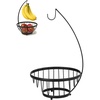 image:imageSpectrum Ashley Small Fruit Basket with Banana Hanger for Kitchen Counter Black Fruit Bowl and Vegetable Storage Stand with Banana Hook Holder for Countertop Produce OrganizationBlack