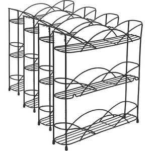 image:imageSpectrum 3 Tier Spice Rack Organizer Black Countertop Wire Shelf Spice Rack for Modern Kitchen Pantry Cabinet Organize Spices with Three Tier Spice Shelf for Kitchen Storage with Wall Mount Option3Tier Pack of 4