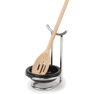 image:imageSpectrum Diversified Euro Standing Spoon Rest with Ceramic Dish Upright Utensil Holder for Stovetop amp Kitchen Counter Organization Modern Vertical Design ChromeBlackChromeBlack