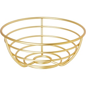 image:imageSpectrum Euro Gold Wire Fruit Basket for Kitchen Countertop Storage Sturdy Steel Metal Wire Decorative Fruit Bowl for Fresh Produce Vegetables Bread amp Snacks Modern Open Design for Airflow
