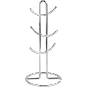 image:imageSpectrum Euro Modern Mug Stand for Coffee Cups Mugs Espresso Teacups Kitchen Organizer Standing Cup Tree for 6 Mugs Sturdy Steel Base with Six Hook Arms Support Most Sizes BlackChrome