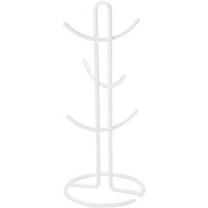 image:imageSpectrum Euro Modern Mug Stand for Coffee Cups Mugs Espresso Teacups Kitchen Organizer Standing Cup Tree for 6 Mugs Sturdy Steel Base with Six Hook Arms Support Most Sizes BlackWhite