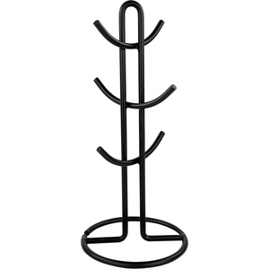 image:imageSpectrum Euro Modern Mug Stand for Coffee Cups Mugs Espresso Teacups Kitchen Organizer Standing Cup Tree for 6 Mugs Sturdy Steel Base with Six Hook Arms Support Most Sizes BlackBlack