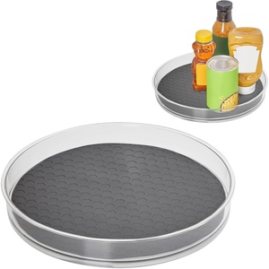 image:imageSpectrum Large Lazy Susan Organizer 11 in for Large Cabinet Fridge Pantry Table Shelf Bath Kitchen Organization Charcoal Gray Rotating Turntable Spinning Storage for Condiments Spice Bottles