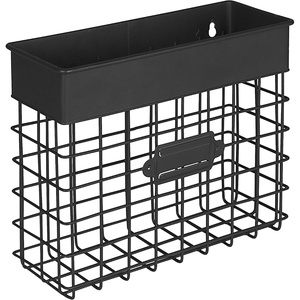 image:imageSpectrum Mail Sorter Organizer Wall Mount Vintage Wall Basket Office Entryway Mail Holder for Letters Bills Catalogs Files Durable Wire Design with Easy Mounting Hardware Industrial GrayBlack