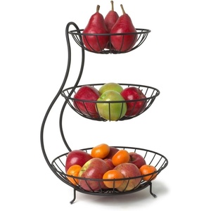image:imageSpectrum Yumi 3 Tier Fruit Basket Server Kitchen Organizer for Fruit Produce Bread Snack amp More Heavy Duty Steel Three Wire Basket Fruit Stand for Kitchen Counter amp Dining Table Storage Decor Black