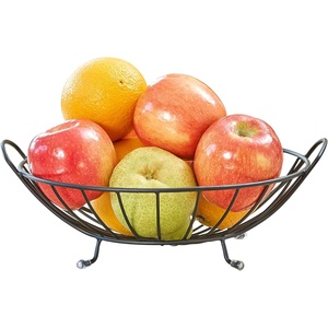 image:imageSpectrum Yumi Arched Fruit Bowl for Dining Room Table Kitchen Counter Fruit Organizer Black Wire Fruit Basket Stand for Fresh Produce Vegetables and Bread Sturdy Steel Open Design Home DecorBlack