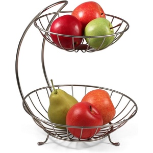 image:imageSpectrum Yumi Arched Fruit Bowl for Dining Room Table Kitchen Counter Fruit Organizer Black Wire Fruit Basket Stand for Fresh Produce Vegetables and Bread Sturdy Steel Open Design Home DecorSatin Nickel