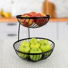 image:imageSpectrum Finley 2 Tier Black Fruit Bowl for Kitchen Counter amp Dining Table Serving Organization Modern Matte Metal Tiered Fruit Basket Stand for Product Vegetable Snack Storage Organizer Black