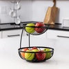 image:imageSpectrum Finley 2 Tier Black Fruit Bowl for Kitchen Counter amp Dining Table Serving Organization Modern Matte Metal Tiered Fruit Basket Stand for Product Vegetable Snack Storage Organizer Black