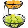 image:imageSpectrum Finley 2 Tier Black Fruit Bowl for Kitchen Counter amp Dining Table Serving Organization Modern Matte Metal Tiered Fruit Basket Stand for Product Vegetable Snack Storage Organizer Black
