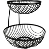 image:imageSpectrum Finley 2 Tier Black Fruit Bowl for Kitchen Counter amp Dining Table Serving Organization Modern Matte Metal Tiered Fruit Basket Stand for Product Vegetable Snack Storage Organizer Black
