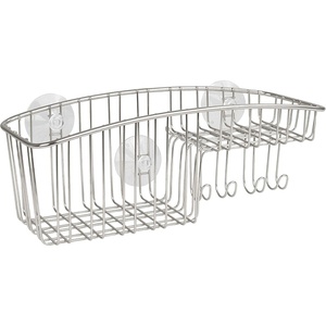image:imageSpectrum Diversified Contempo Corner Shower Basket Stainless steelBasket w Hooks