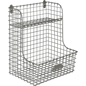image:imageSpectrum Diversified Vintage Wall Mounted Storage Bin with Shelf WallMount Storage Entryway Mudroom Closet Basket Organizer Industrial Gray